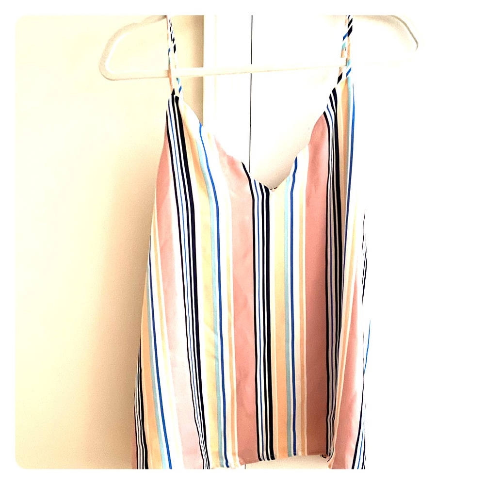 Striped silky tank